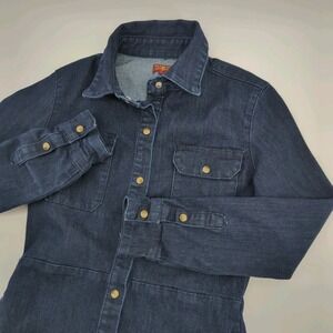 Seven For All Mankind Girls Dress Medium Dark Blue Denim Long Sleeve Button Snap